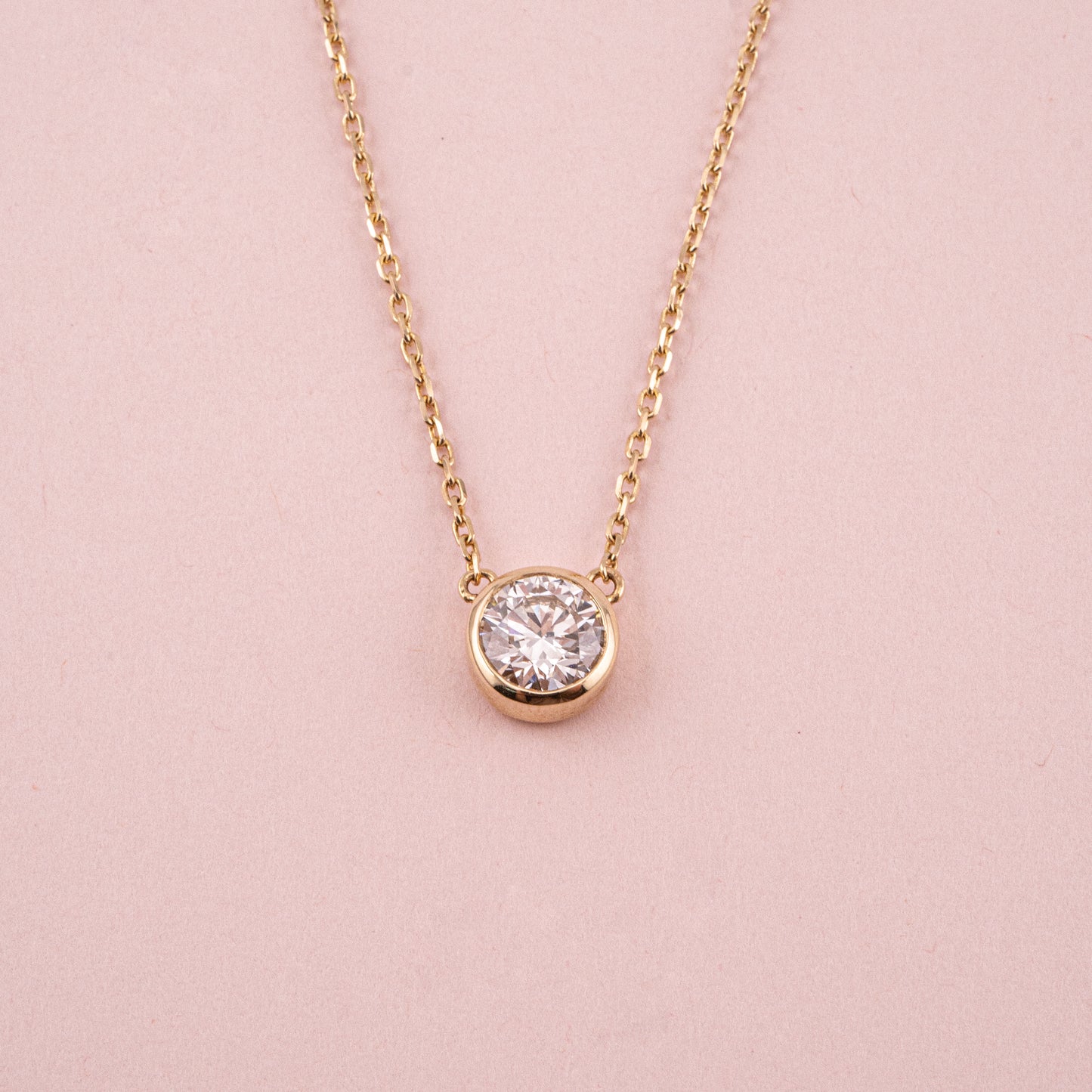 Solitaire Single Lab-Grown Diamond Necklace (0.5ct / 1.0ct / 1.5ct) with Chain