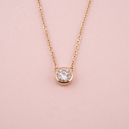 Solitaire Single Lab-Grown Diamond Necklace (0.5ct / 1.0ct / 1.5ct) with Chain